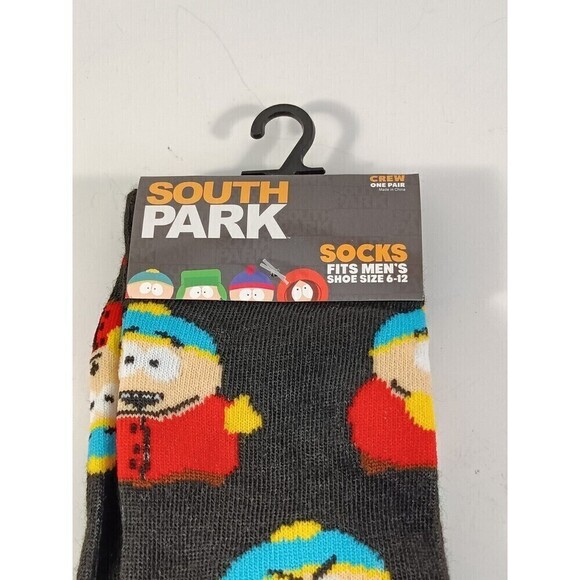 South Park Cartman Crew Socks Men's Size 6-12 Black Graphic 1 Pair - Picture 2 of 5